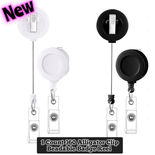 New 1 Count 360 Alligator Clip Badge Reel With Beadable Bar To Add Your Beads Super Easy To Use