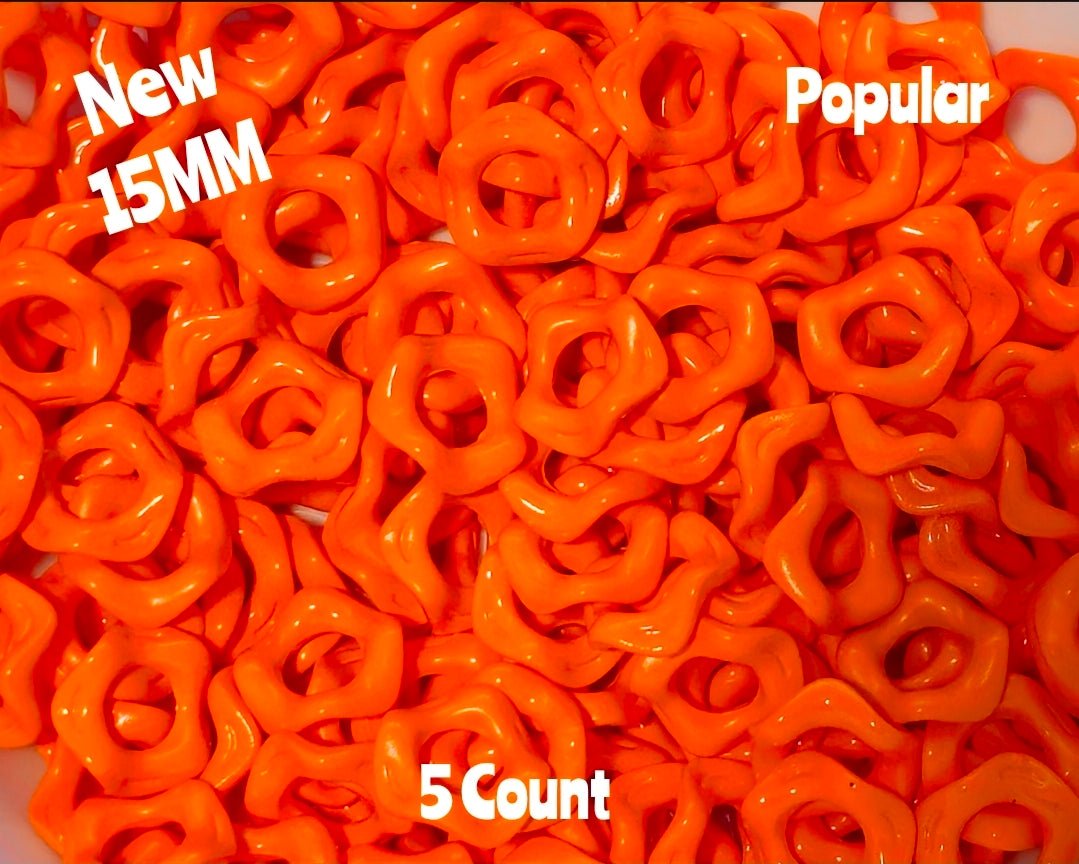 New Colors 15MM Popular Acrylic Large HOLE Wavy Spacers Beads 5 Count FITS ANY AND ALL BEADABLES