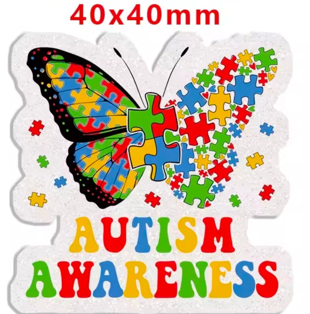 Glitter Acrylic Flatback- Acrylic Planer Resin Charm Autism Awareness