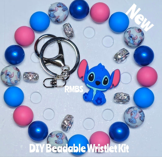 New 1 Count DIY Deluxe Beadable Wristlet Kit- Stitch Character Beads- Beadable Accessories