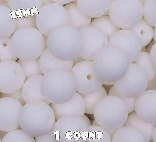 15mm DIY Silicone Beads Solids 1 Count WHITE
