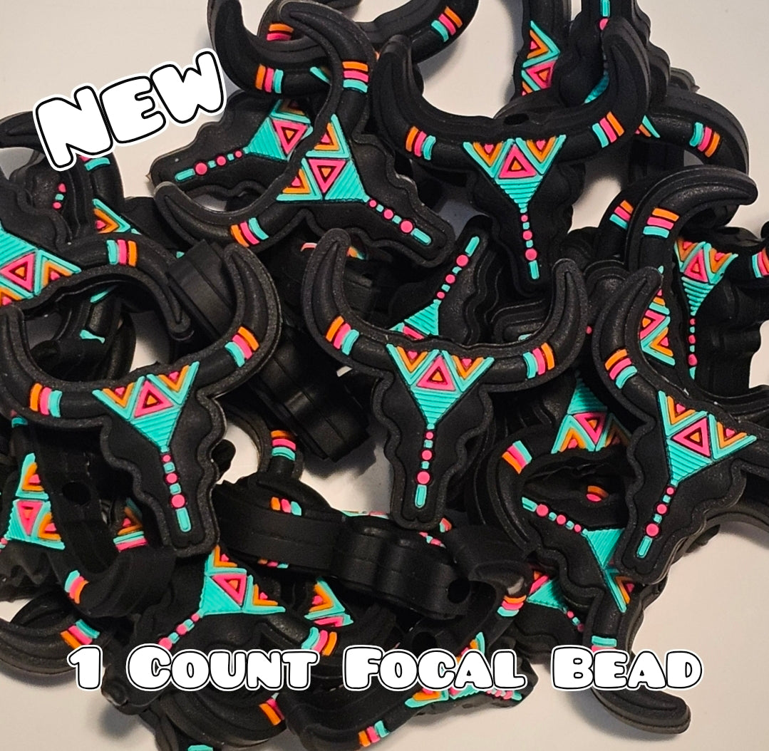 New 1 Count Focal Bead Aztec Long Horn