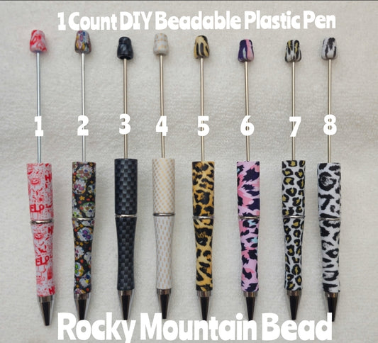 1 Count Beadable Pens DIY Beadable Blanks Craft Supplies Halloween Sugar Skulls Leopard