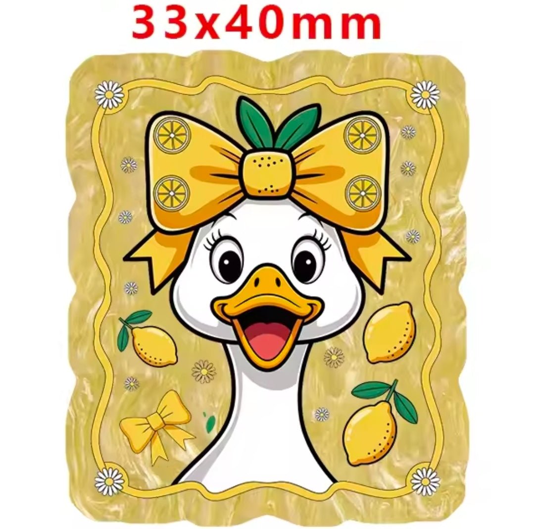 Glitter Acrylic Flatback- Acrylic Planer Resin Charm Goose Lemon