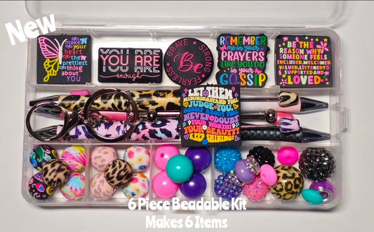 New Deluxe 6 Piece INSPIRATIONAL Beadable DIY Bead Kit Craft Kit