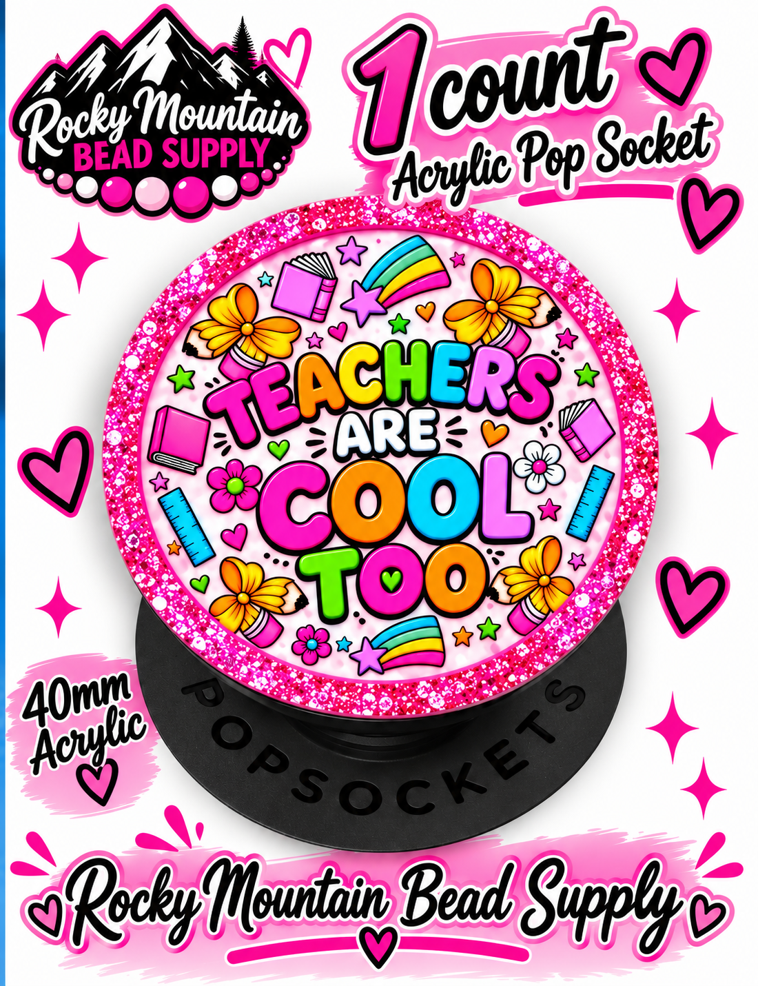 New 1 Count Completed Exclusive Design Wholesale Acrylic Flatback Phone Pop Socket