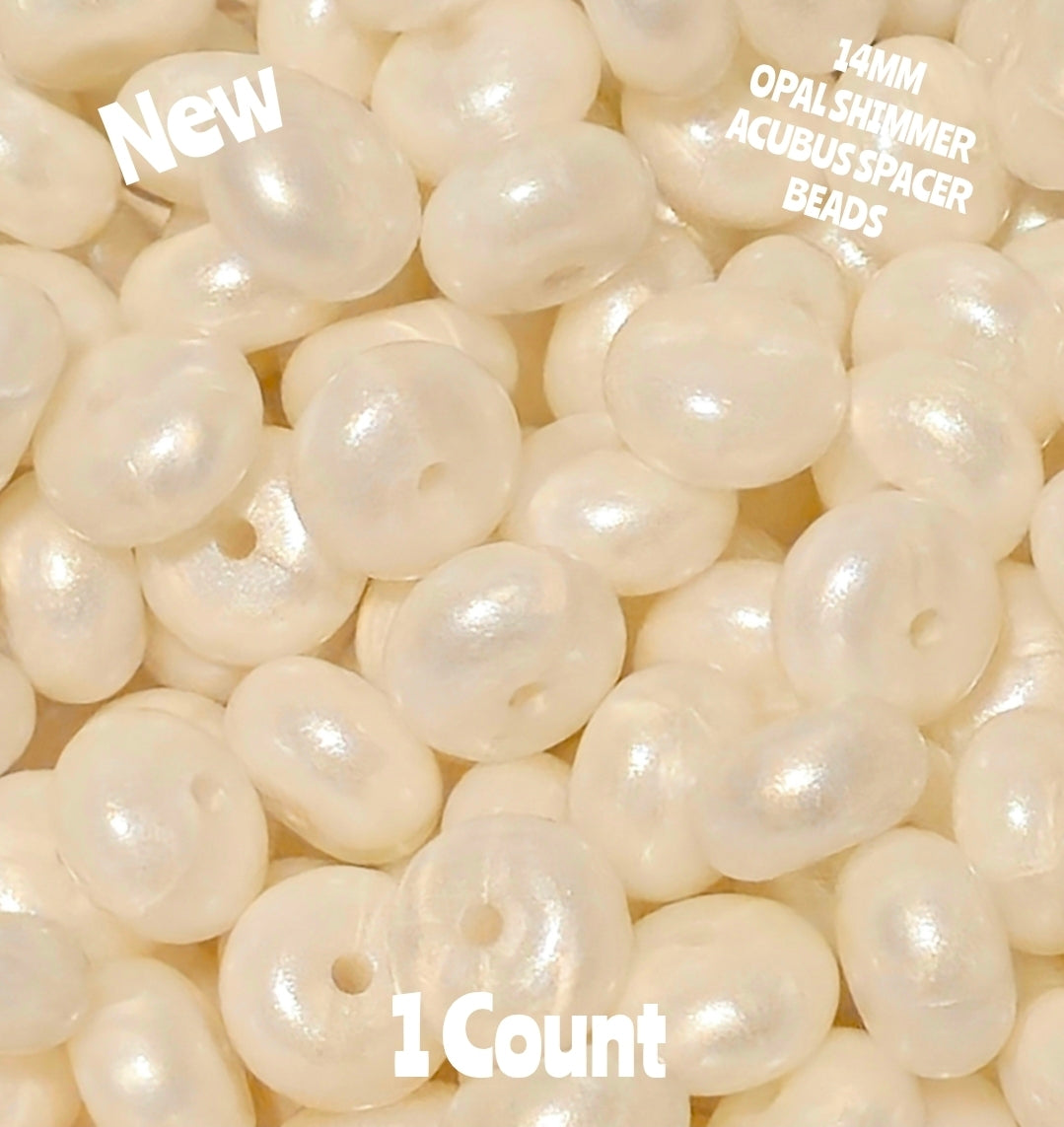 New 1 Count Marbel Frost White 14MM Silicone OPAL Acubus Spacer Beads Craft Supplies