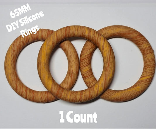 1 Count DIY 65MM Silicone Rings Craft Supplies Beadable Blanks Wood Grain