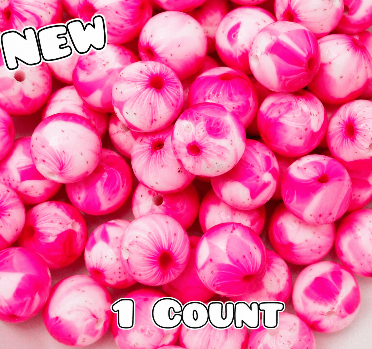 New 1 Count DIY Silicone Beads 15mm printed Pink Petals