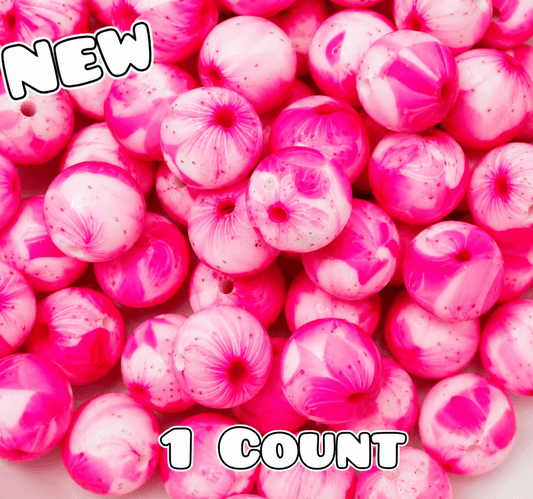 New 1 Count DIY Silicone Beads 15mm printed Pink Petals