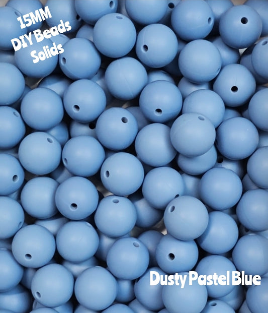 15mm DIY Silicone Solids 1 Count Dusty Pastel Blue