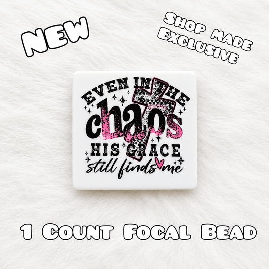 New 1 Count Focal Bead Even in the chaos his grace still finds me.  Pen is example bead only