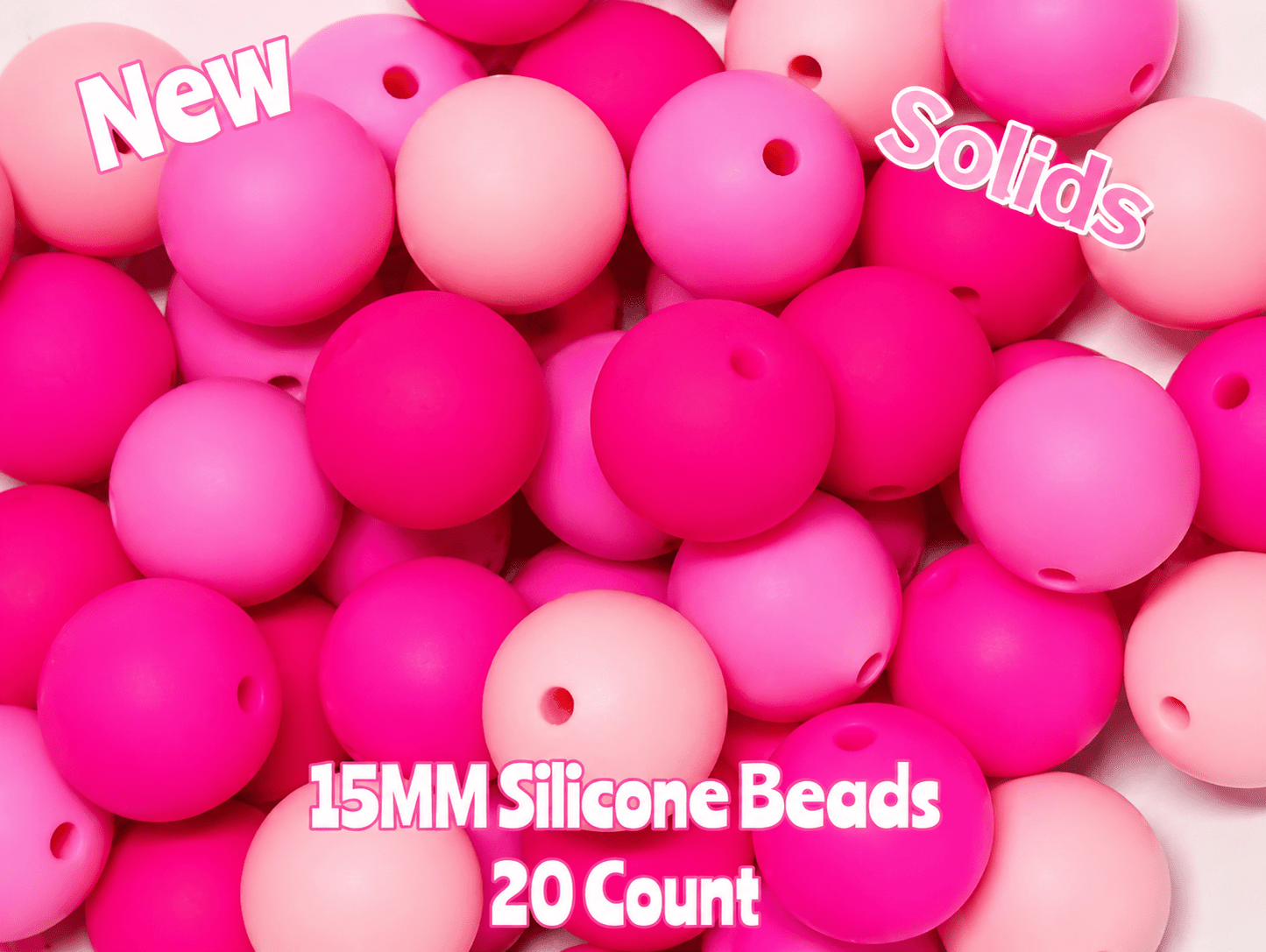 New 20 Count 15mm Silicone Solids Pink tones