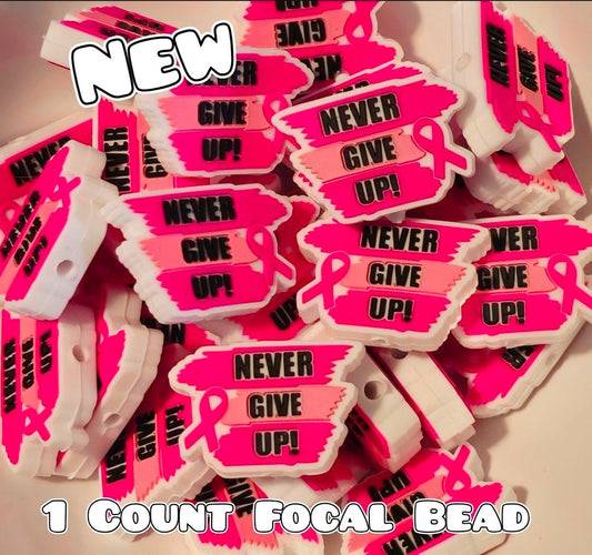 1 Count Focal Bead Breast Cancer Never Give Up