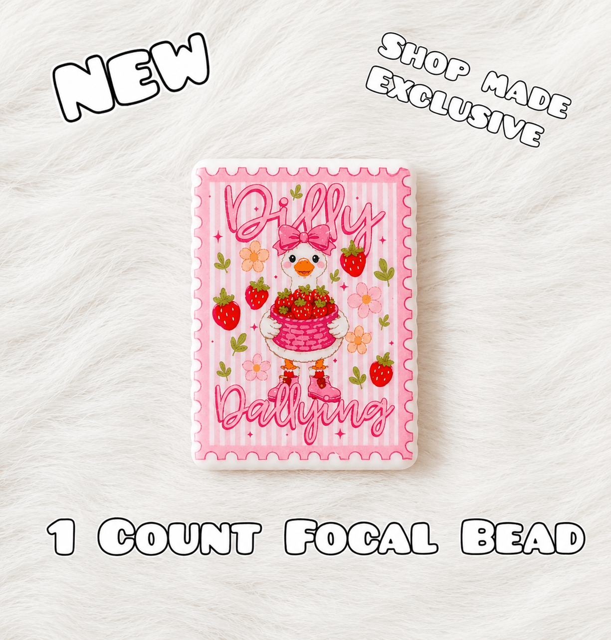 New 1 Count Focal Bead Goose Strawberry Dilly Dallying.