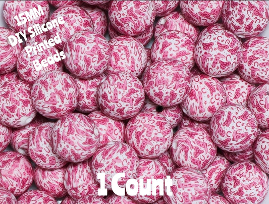 New 1 Count 15mm Printed Beads  Country Western Boots Bling Pink DIY beads