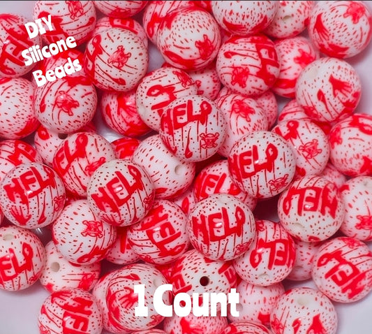 New 1 Count 15mm Printed Beads Halloween Horror DIY beads Craft Supplies