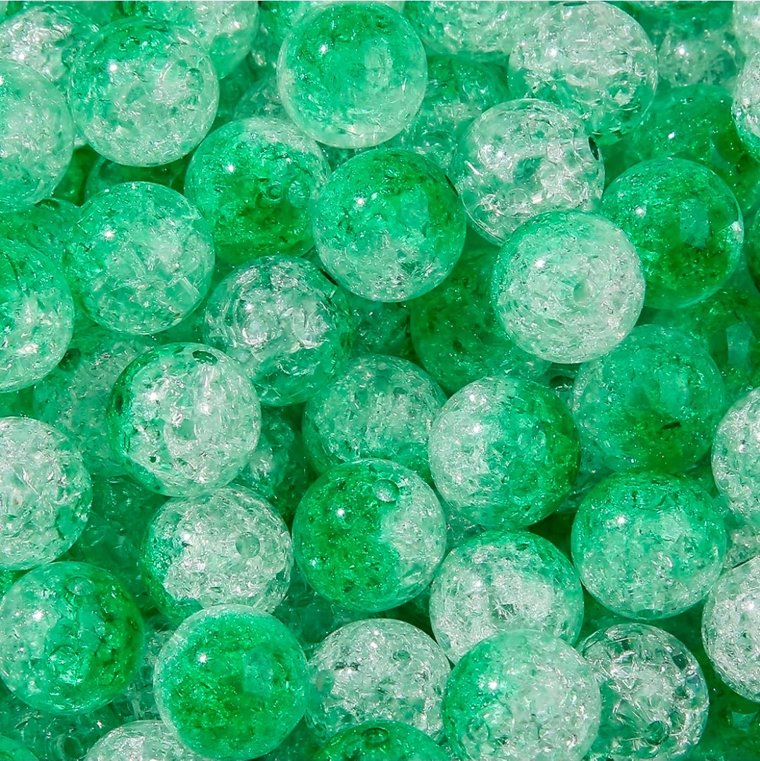 10 count 16MM Acrylic Ombre Sparkle Crackle Beads 2 Toned