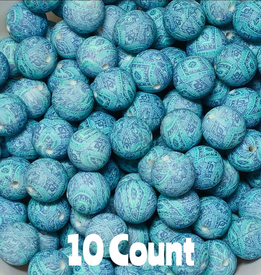 Discontinued 10 count 15mm printed Paisley silicone beads