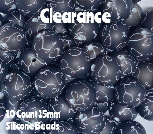 10 Count DIY 15MM Silicone Printed Beads Bead Supplies Sethoscope Medical Makes them around .17 cents each