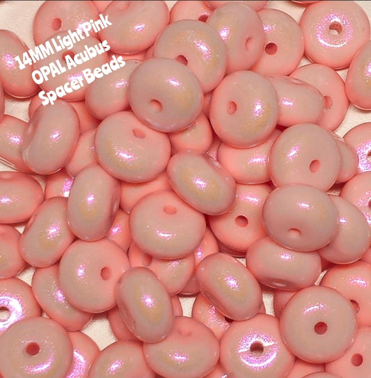 1 Count DIY 14 MM LIGHT PINK Silicone OPAL Acubus Spacer Beads Craft Supplies