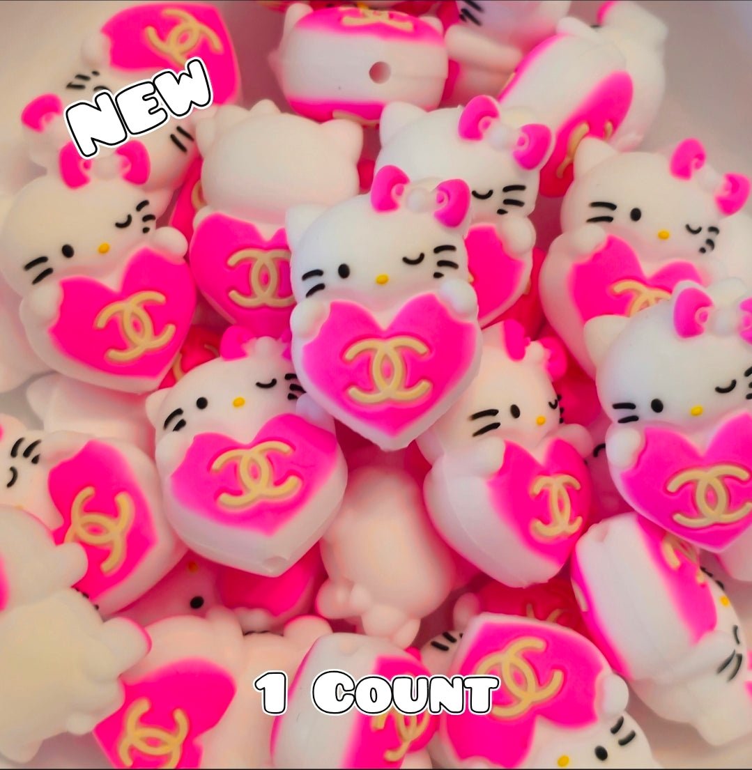 New 1 Count Focal Bead Designer Hello Kitty Brown Pink