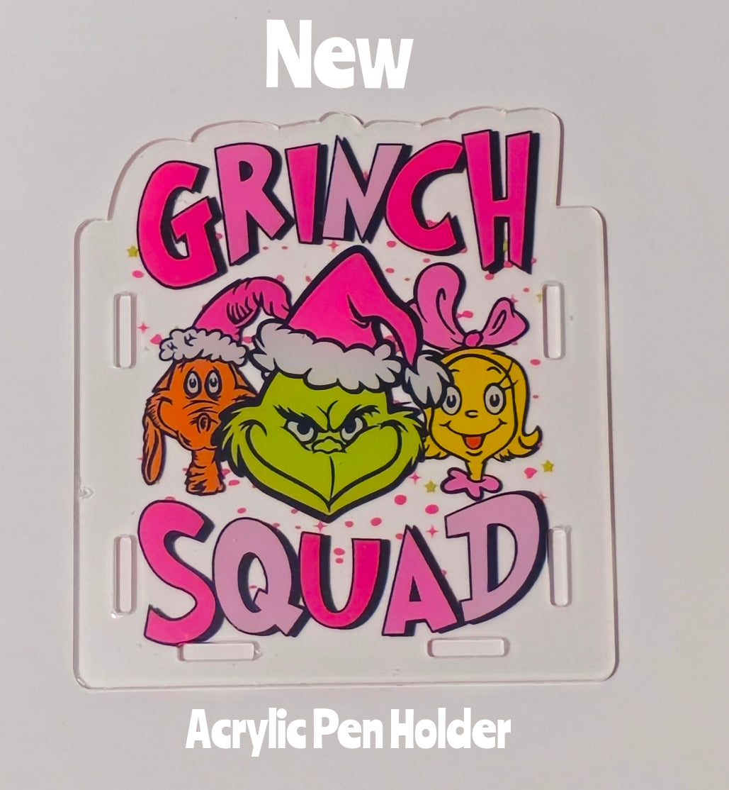 NEW Acrylic Pen Holder Box 1 Count Grinch.  Read description for directions and special handling.