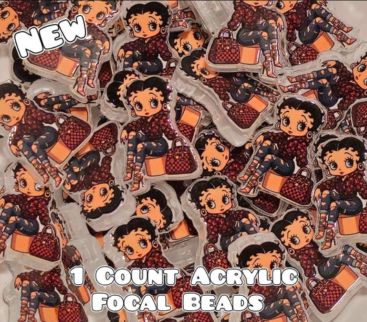 Luxury ACRYLIC Focal Bead 1 COUNT Betty Boob Beadable Accessories