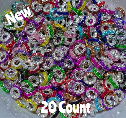 20 Count DIY 11MM Large Hole Multi Color Pearl Spacers Mix Beads Craft Supplies