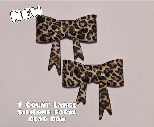 1 Count Large Silicone Printed Bow Focal Beads. Bow beadable accessories