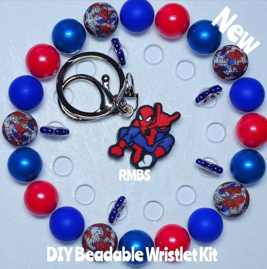 New 1 Count DIY Deluxe Beadable Wristlet Kit With Focal- Spiderman Character Beads- Beadable Accessories