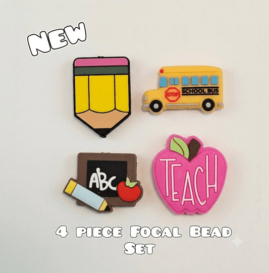 New 4 Count School Teacher Focal Bead Set
