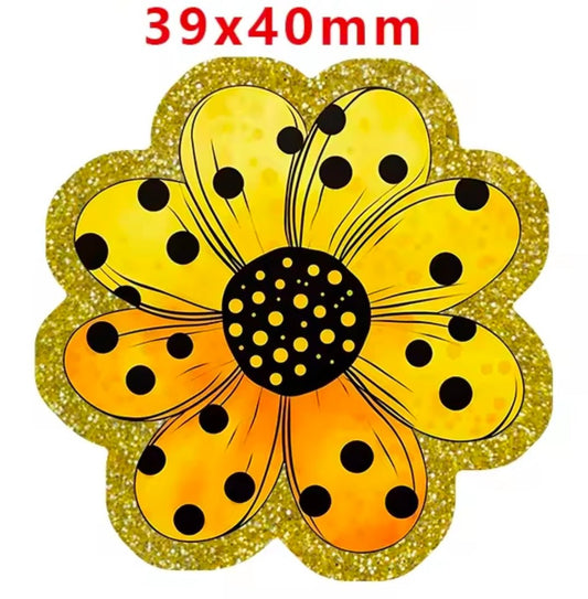 Glitter Acrylic Flatback- Acrylic Planer Resin Charm- Flower