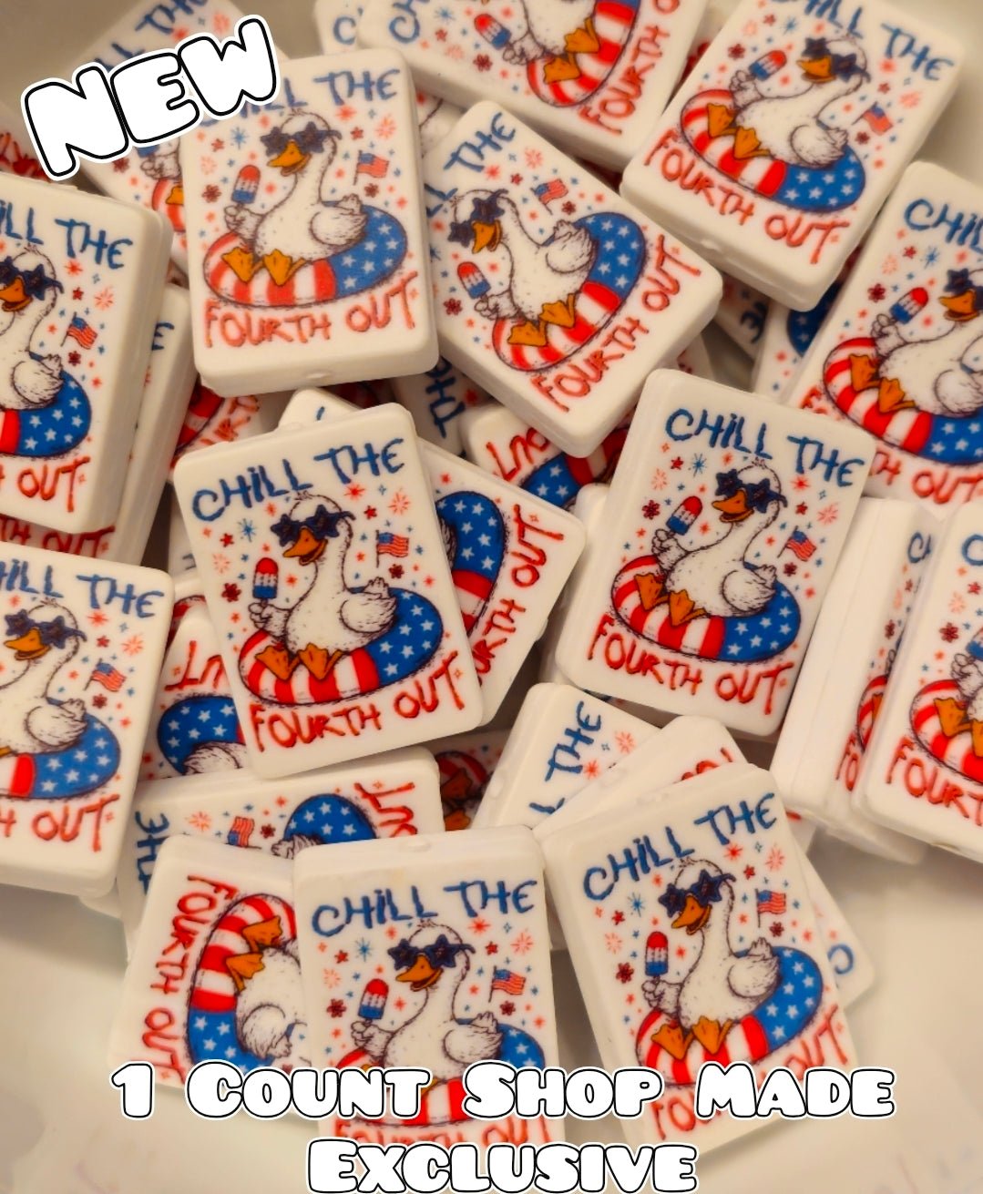 New 1 Count Focal Bead American chill the fourth out goose. Pen is example bead only