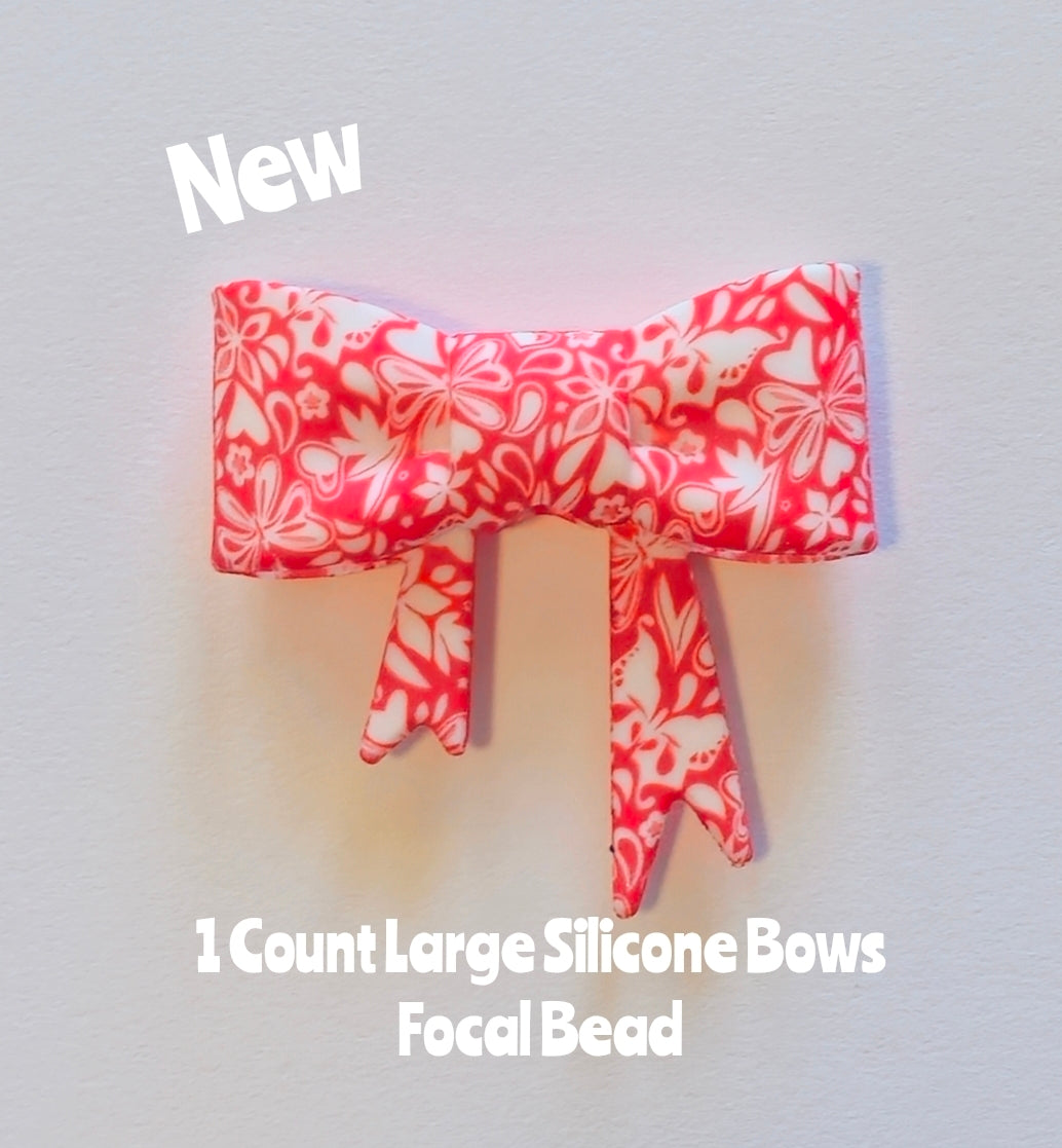 New 1 Count Large Bows Focal Bead