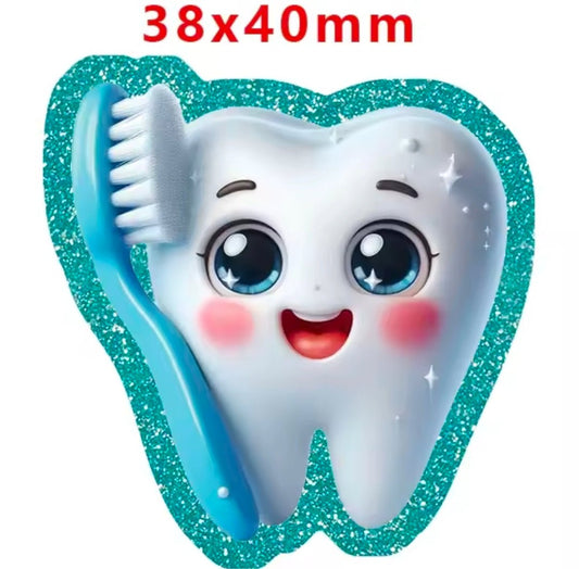 Glitter Acrylic Flatback- Acrylic Planer Resin Charm- Dental Tooth