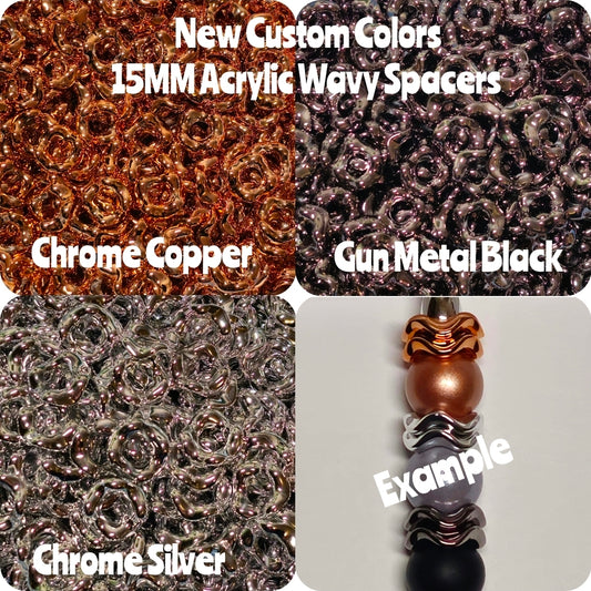 New Custom Chrome 15MM Large Hole Wavy Spacers 5 Count Packs 3 Colors