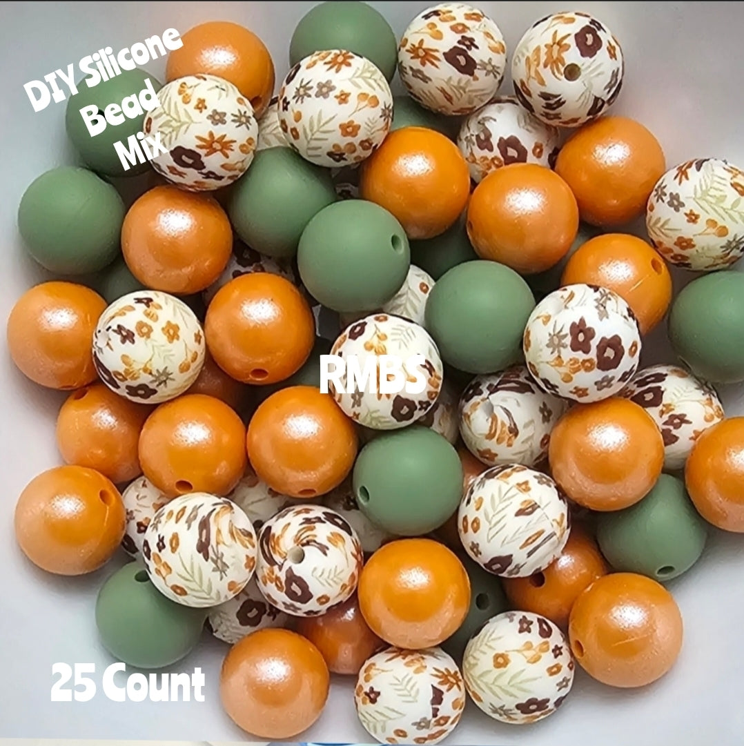 New Fall Flowers DIY Silicone Bead Mix 25 count