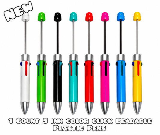 1 unidad de 5 tinta Click bolígrafos en blanco combinados para abalorios. Suministros en blanco para accesorios de abalorios.