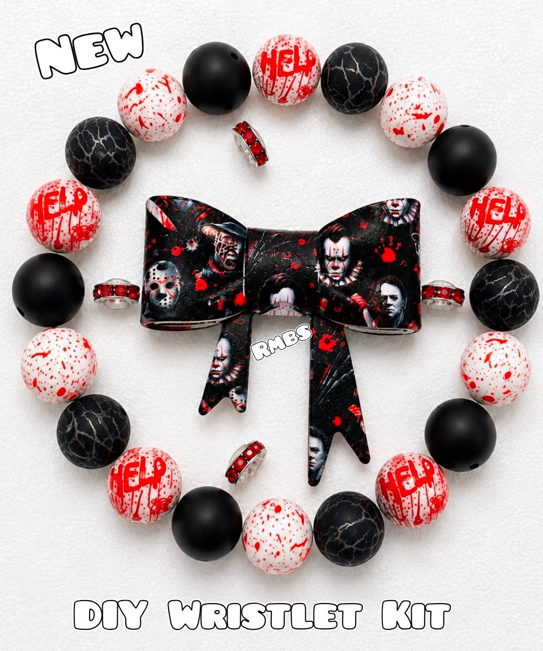 New 1 Count DIY Deluxe Beadable Wristlet Kit Horror Friends