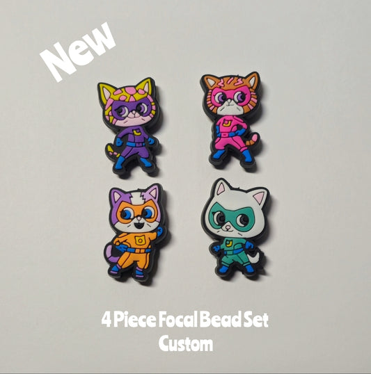 DIY Focal Bead 4 Count Craft Supplies Character Character Cats