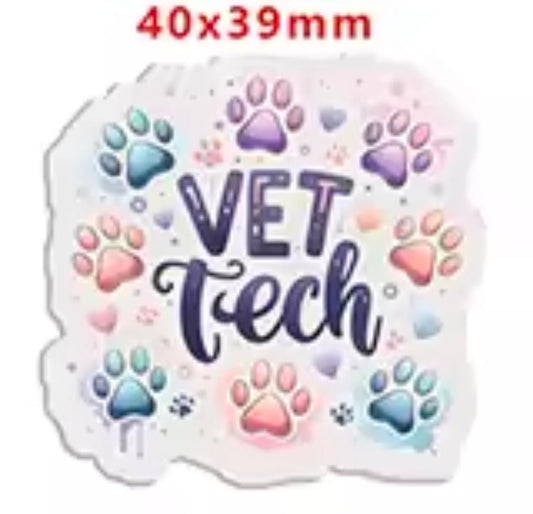 Glitter Acrylic Flatback- Acrylic Planer Resin Charm- Vet Tech