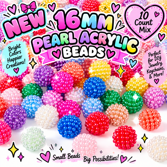 New 10 Count 16MM Pearl Acrylic beads mix