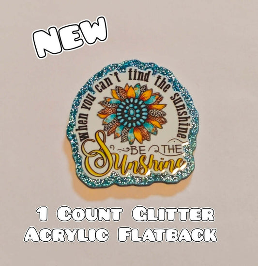 Glitter Acrylic Flatback- Acrylic Planer Resin Charm- Sunshine