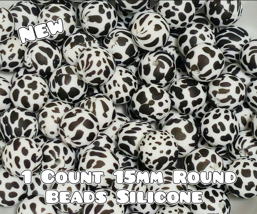 Nuevas cuentas de silicona impresas de 15 mm, 1 unidad, VACA