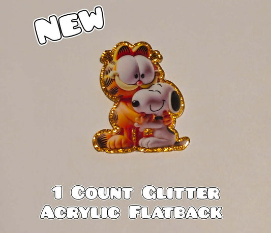 Glitter Acrylic Flatback- Acrylic Planer Resin Charm- Snoopy Garfield Character