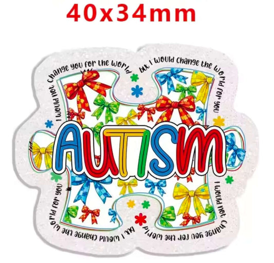 Glitter Acrylic Flatback- Acrylic Planer Resin Charm- Autism