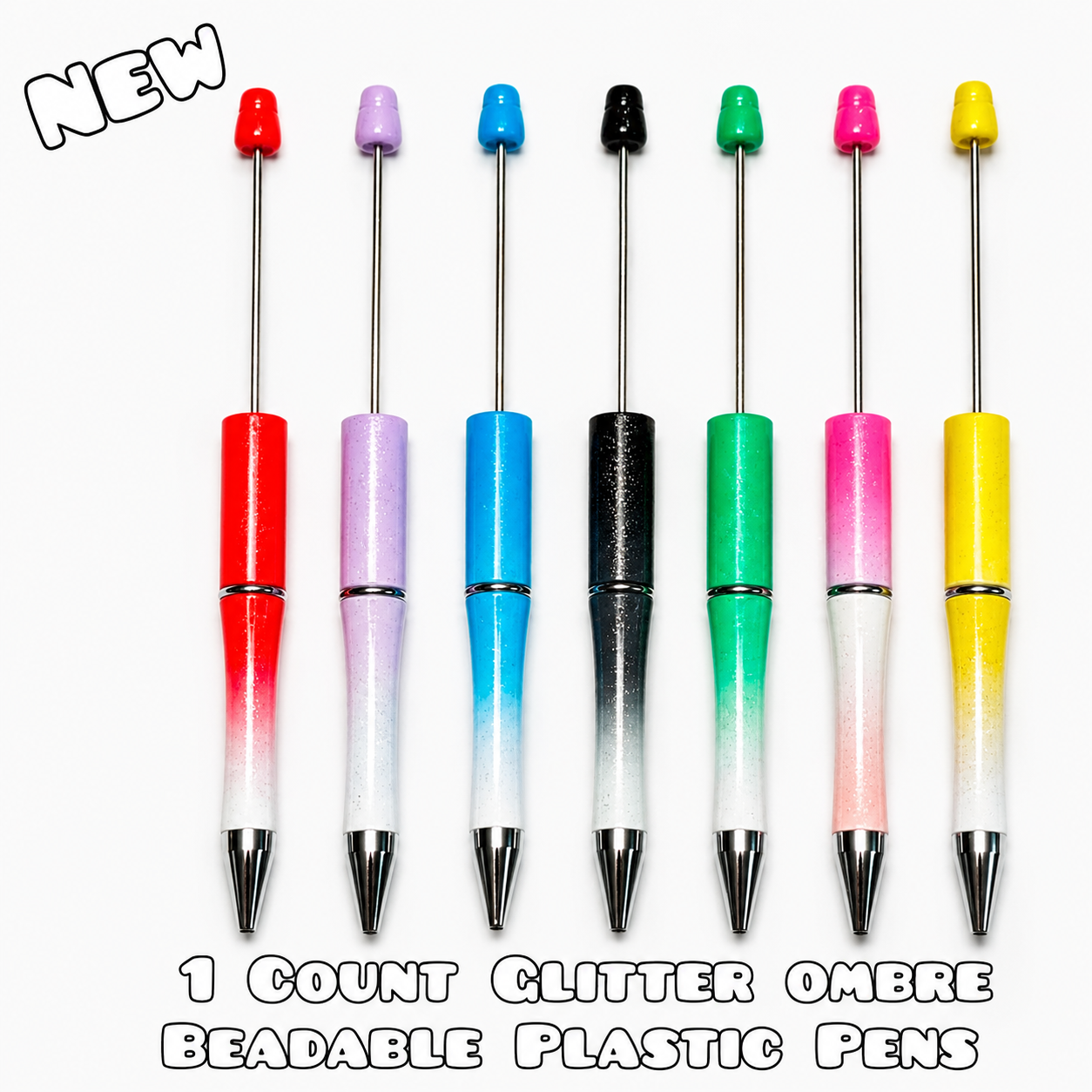 1 Count 2 Tone Glitter Ombre Beadable Pen Blanks. Bead Accessorie Blanks