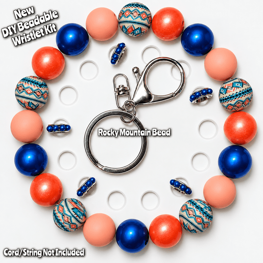 Nuevo Kit de Pulsera de Lujo para Bricolaje, 1 unidad, cuentas de estilo occidental, estampado azteca azul