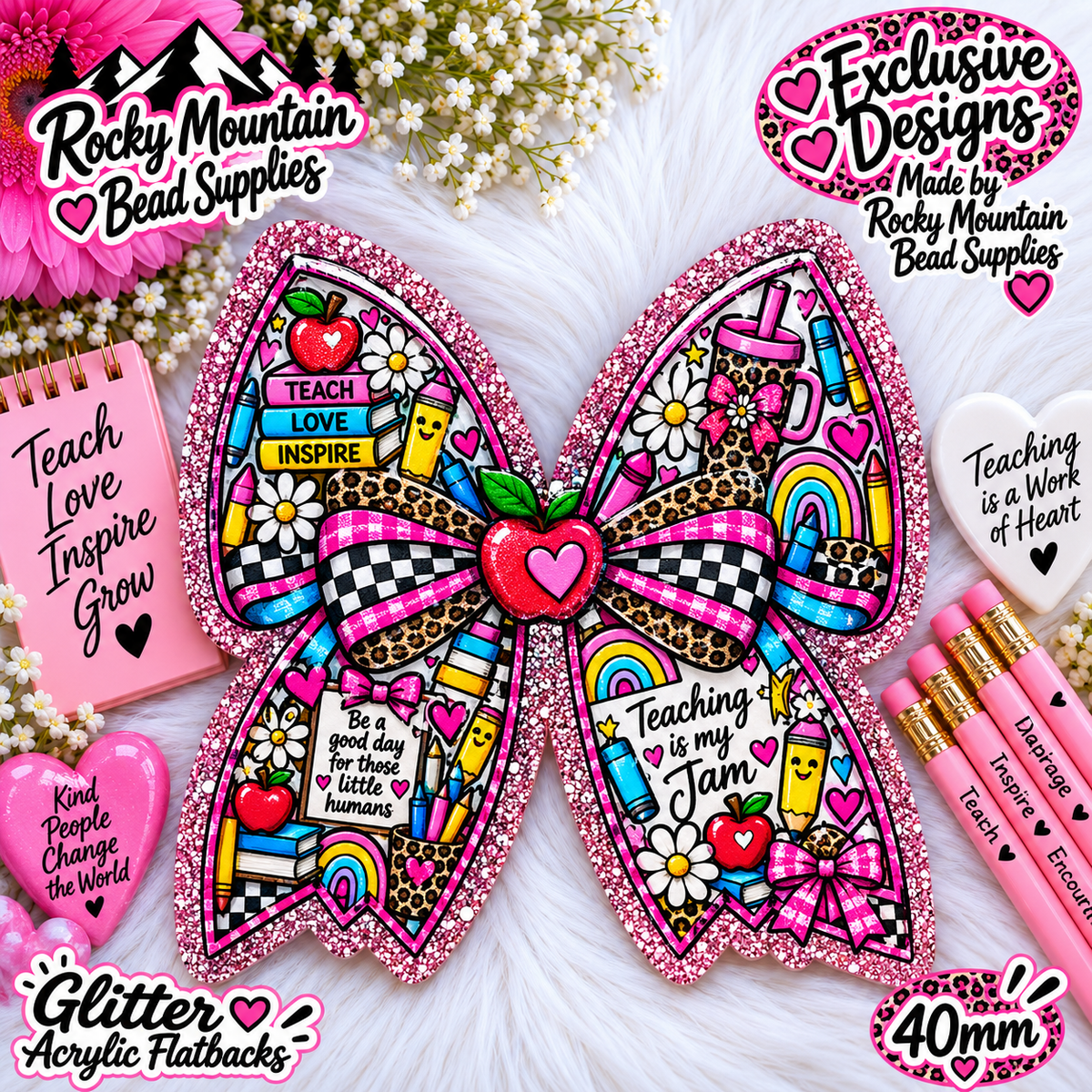 Shop Exclusive 1 Count Custom Exclusive Glitter Acrylic Flatback 40mm
